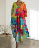 Vibrant V-Neck Midi Dress for Every Occasion