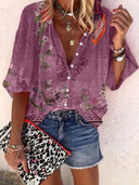 Floral Button Placket Blouse for Stylish Wear