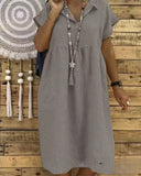 Chic Cotton-Linen Midi Dress for Plus Sizes