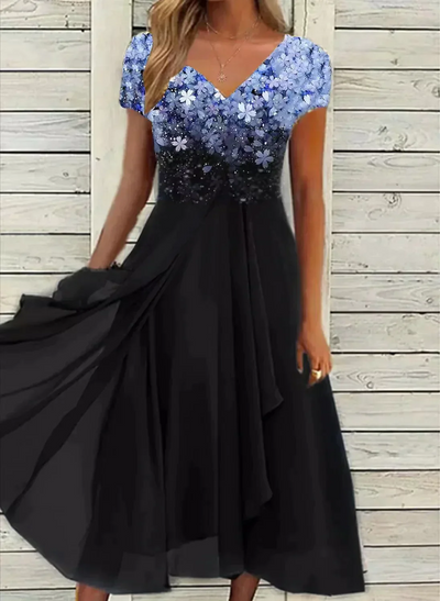 Chic Women's V-Neck Evening Gown