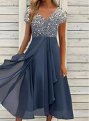 Chic Women's V-Neck Evening Gown