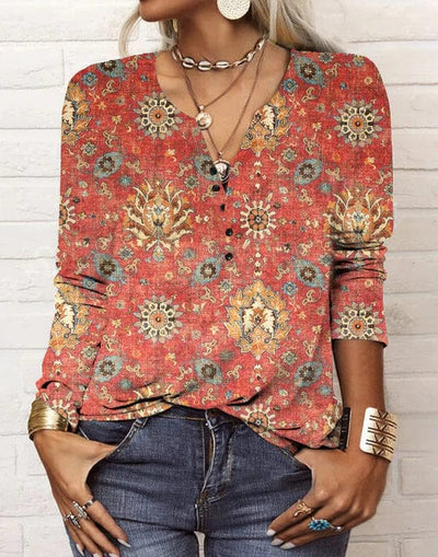 Ethno-Style Printed Blouse for Chic Fashion