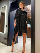 Glittering Women's Evening Dress with Stylish Waistband