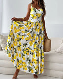 Lemon Print Strappy Dress for Summer