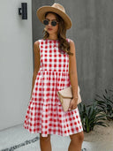 Chic Women's Dress with Pastel Checkered Design