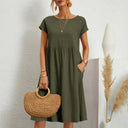 Cotton Round Neck Dress for Women
