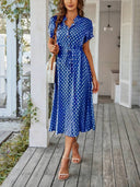 V-Neck Polka Dot A-Line Dress