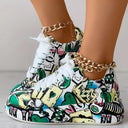 Trendy Women's Graffiti Print Sneakers