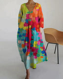 Vibrant V-Neck Printed Dress for Every Occasion