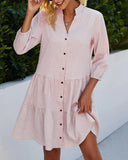 Checked A-Line Dress with Button Front for Women