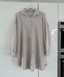 Beige Oversized Muslin Blouse with Glitter Accents