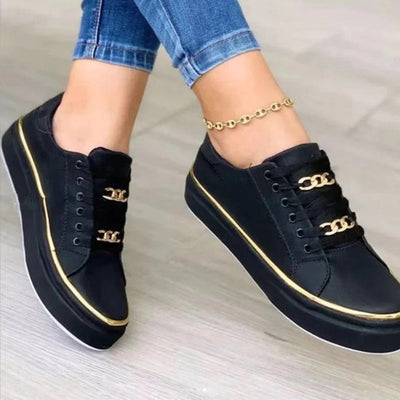 Chic Women's Sneakers with Gold Accents