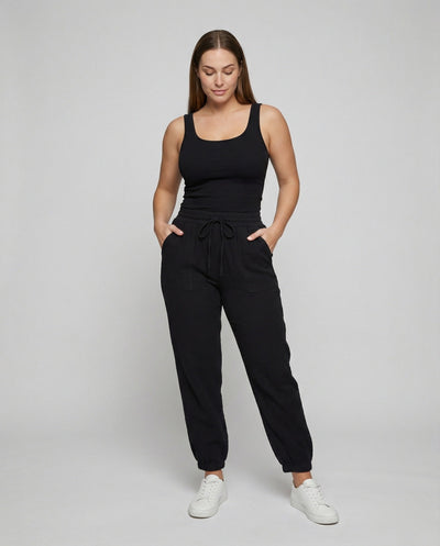 Airy Women's Leisure Pants with Elastic Waist and Side Pockets
