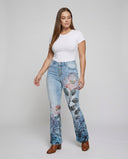 Stylish Flare Jeans with Four Button Detail