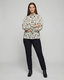 Chic Ruffled Hem Animal Print Blouse