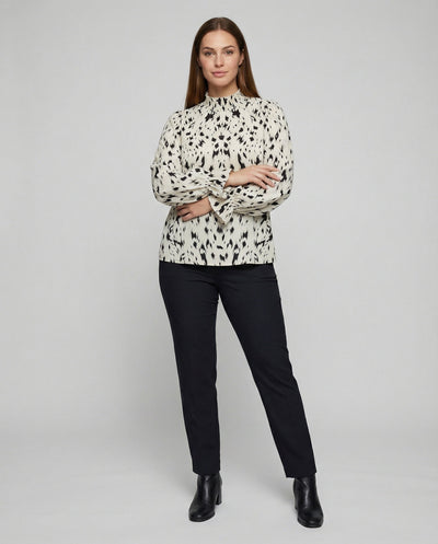 Chic Ruffled Hem Animal Print Blouse
