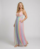 Color-Gradient Spaghetti Strap Maxi Dress
