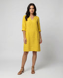 V-Neck Linen Dress for Women - Loose Fit Style