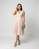 A-Line Midi Dress with Zipper and V-Neck for Cocktail Events