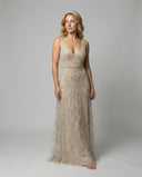 Embroidered Women's Evening Dress with Shimmering Accents