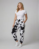 Chic Cow Print Women's Relaxed Fit Pants with Elastic Waistband