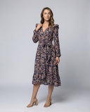 Floral Women's Blouse Dress with Adjustable Belt
