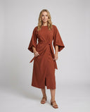Stylish Lantern Sleeve Dress with Cinched Waist