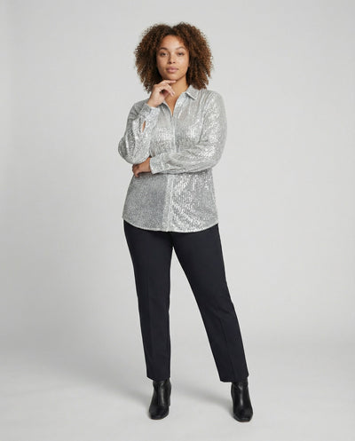 Chic Sequin-Embellished Sheer Blouse for Women