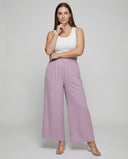Wide Leg Women's Culotte Pants with Elastic Waist