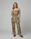 Stylish Linen Trousers with Animal Print Accents