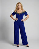 Chic Off-Shoulder Women's Jumpsuit with Glittering Décolleté for Events