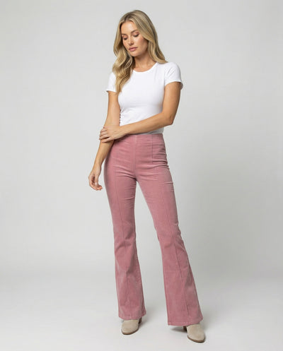 High-Waisted Flared Cord Trousers for Women