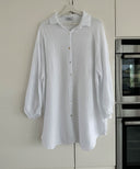 Trendy Oversized Muslin Blouse with Glitter Accents