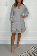 V-Neck Cotton Lace Dress for Stylish Occasions