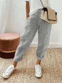 Chic Striped Cotton Trousers for Everyday Wear