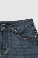 Mid Waist Flamingo Embroidered Denim Pants