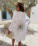 Trendy Oversized Muslin Blouse with Glitter Accents
