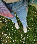 Shimmering High-Waisted Mom Jeans