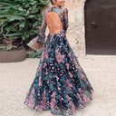 Chic Vintage Floral Backless Maxi Dress