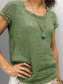 Retro-Inspired Vintage Rounded Hem T-Shirt