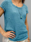 Retro-Inspired Vintage Rounded Hem T-Shirt