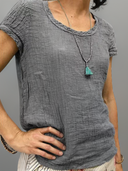 Retro-Inspired Vintage Rounded Hem T-Shirt