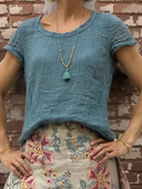 Retro-Inspired Vintage Rounded Hem T-Shirt