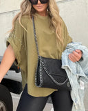 Trendy Oversized Studded Tee