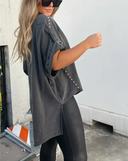 Trendy Oversized Studded Tee