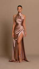 Chic Women's Long Stand-Up Collar Dress