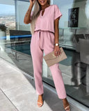 Chic V-Neck Jumpsuit with Belt for Women