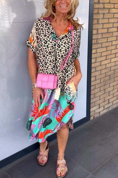 Leopard Print Short Sleeve Dress for Effortless Style