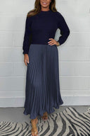 Chic Long Sweater with Pleated Skirt Ensemble