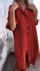 Eco-Friendly Green Maxi Shirt Dress